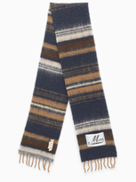 Marni Striped Wool And Alpaca Wool Scarf In Black