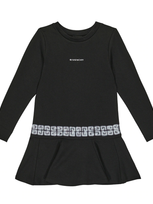 Givenchy Cotton Jersey Dress With Logo And 4g Print Kids Girl In Black