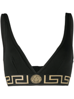 Versace Black Stretch Fabric Bra With Greek Detail