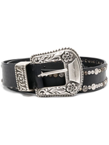 Golden Goose Black Leather Lace Belt With Studs