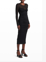 Giorgio Armani Ruched Twist-bustier Midi Dress In Nero