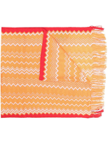 Missoni Chevron-knit Frayed-edge Scarf In Orange