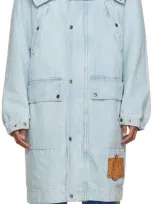 Moncler Genius Muir Faux Fur-trimmed Brand-appliqué Denim Parka In Blue