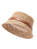 Loewe Leather-trimmed Cotton-blend Jacquard Bucket Hat In Buff