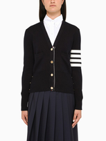 Thom Browne Navy Blue Cropped Cardigan