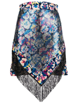 Rabanne Fringed Floral-print Mini Skirt In Blue