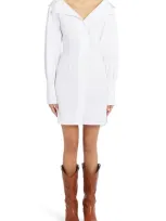 Etro Off-shoulder Cotton Shirt Minidress In White