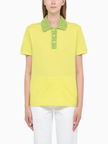 Bottega Veneta Polo With Knitted Collar In Kiwi