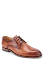 Warfield & Grand Cassette Medallion Toe Derby In Tan