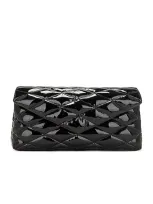 Saint Laurent Large Sade Satin Puffer Clutch In Nero