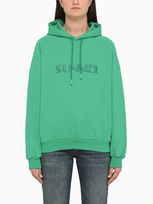 Sunnei Green Hoodie With Logo Embroidery