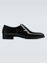 Saint Laurent Adrien Patent Leather Derby Shoes In Noir