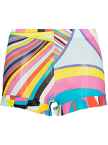 Emilio Pucci Iride-print Ruffle Hem Short Shorts In Yellow