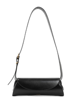 Jil Sander Cannolo Logo Embossed Small Shoulder Bag In Black