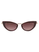 Valentino Garavani Sunglasses In White Gold Crystal Bordeaux W/ Dark Rose To Light Rose Gradient