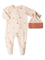 Everly Grey Baby Grey By  Jersey Footie & Hat Set In Sunrise