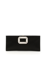 Roger Vivier Soft Flower Rhinestone Buckle Clutch In Black