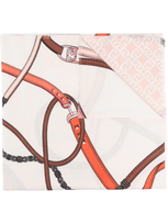 Liu •jo Graphic Monogram Print Scarf In Neutrals