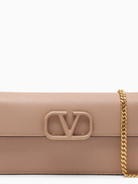 Valentino Garavani Nude-coloured Grained Leather Wallet In Pink