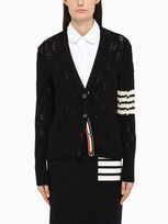 Thom Browne Blue Openwork Wool Cardigan