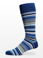 Paul Smith Stripe Cotton Blend Crew Socks In Navy