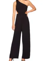 Susana Monaco One-shoulder Cutout Wide Leg Jumpsuit In Black