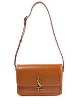 Saint Laurent Solferino Medium Leather Crossbody Bag In Dark Honey