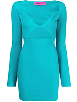 Gauge81 Otero Ribbed Cut-out Long Sleeve Mini Bodycon Dress In Blue