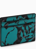 Versace Teal La Greca Signature Card Holder In Green