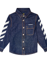 Off-white Kids' Logo Denim Shirt Jacket In Medium Blue Whi