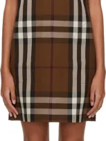 Burberry Sleeveless Check Wool Cotton Jacquard Dress In Dark Birch Brown