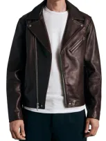 Rag & Bone Buzz Leather Relaxed Fit Biker Jacket In Burgundy