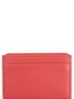 Royce New York Personalized Rfid Leather Card Case In Red- Gold Foil