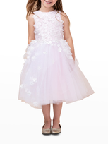 White Label By Zoe Kids' Girl's Lauren 3d Flower Embellished Tulle Dress In White/blush