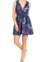 Everyday Ritual Dawn Sleeveless Printed Empire Nightgown In Midnight Garden