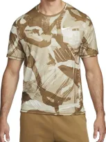 Nike Men's Dri-fit Miler Short-sleeve Camo Running Top In Brown