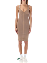 Off-white Logo Band Tank Dress In Beige