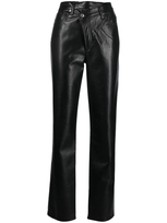 Agolde Recycled Leather Crisscross Waist Straight Leg Pants In Detox Black