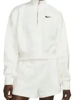 Nike Women's  Sportswear Phoenix Fleece 1/2-zip Cropped Sweatshirt In Sail/black