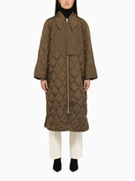 Ganni Long Brown Quilted Jacket