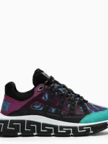 Versace Black And Teal Trigreca Sneakers In Green