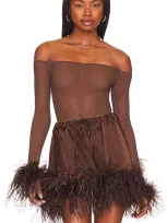 Oseree Plumage Bodysuit In Brown