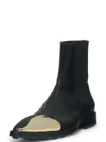 Jil Sander Runway Gold-toe Leather Chelsea Booties In Black