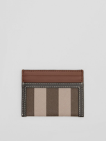 Burberry Check And Two-tone Leather Card Case In Dark Birch Brown