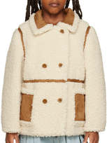 Stand Studio Kids' Chloe Double Breasted Faux Shearling Jacket In Off White,brown