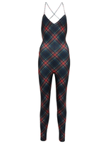 Norma Kamali Fara Tartan Jumpsuit In Black Tartan