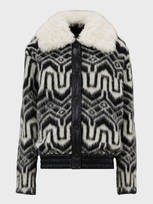 Moncler Alpaca Patterned Knit Cardigan In Black,white