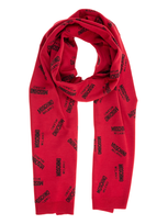 Moschino Logo Wool Wool Scarf In Red