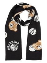 Moschino Teddy Bear Wool Wool Scarf In Black