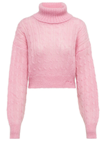 Ganni Cropped Turtleneck Sweater In Pink